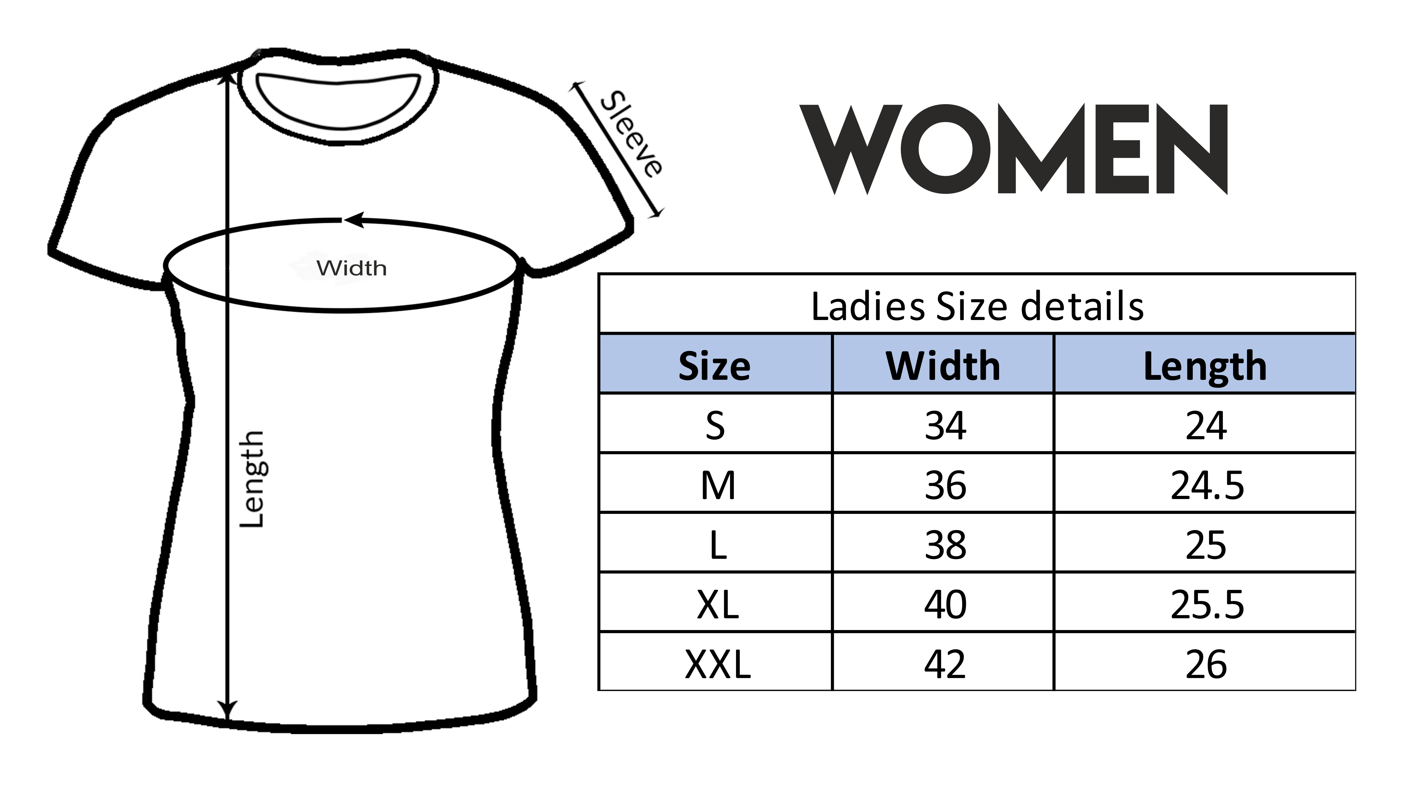 Womens Size Chart Customized T shirts Hoodies Sports Jerseys And Accessories